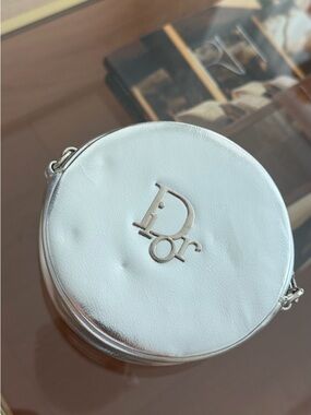 Dior Metallic Silver Round Mini Crossbody Bag